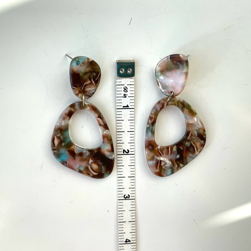 Multi Colored Resin Drop Earrings - Picture 6 of 7